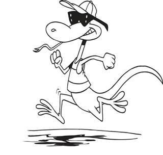A cartoon of a lizard running